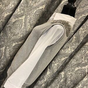 Gray Sweater with Embellished Shoulders